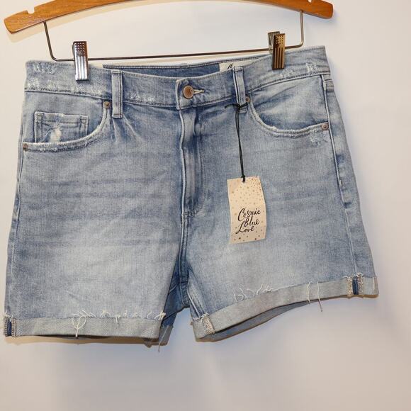 NWT Cosmic Blue Love Shorts 5 Pocket Design Distressed Waist Pockets Riptide - Picture 3 of 16